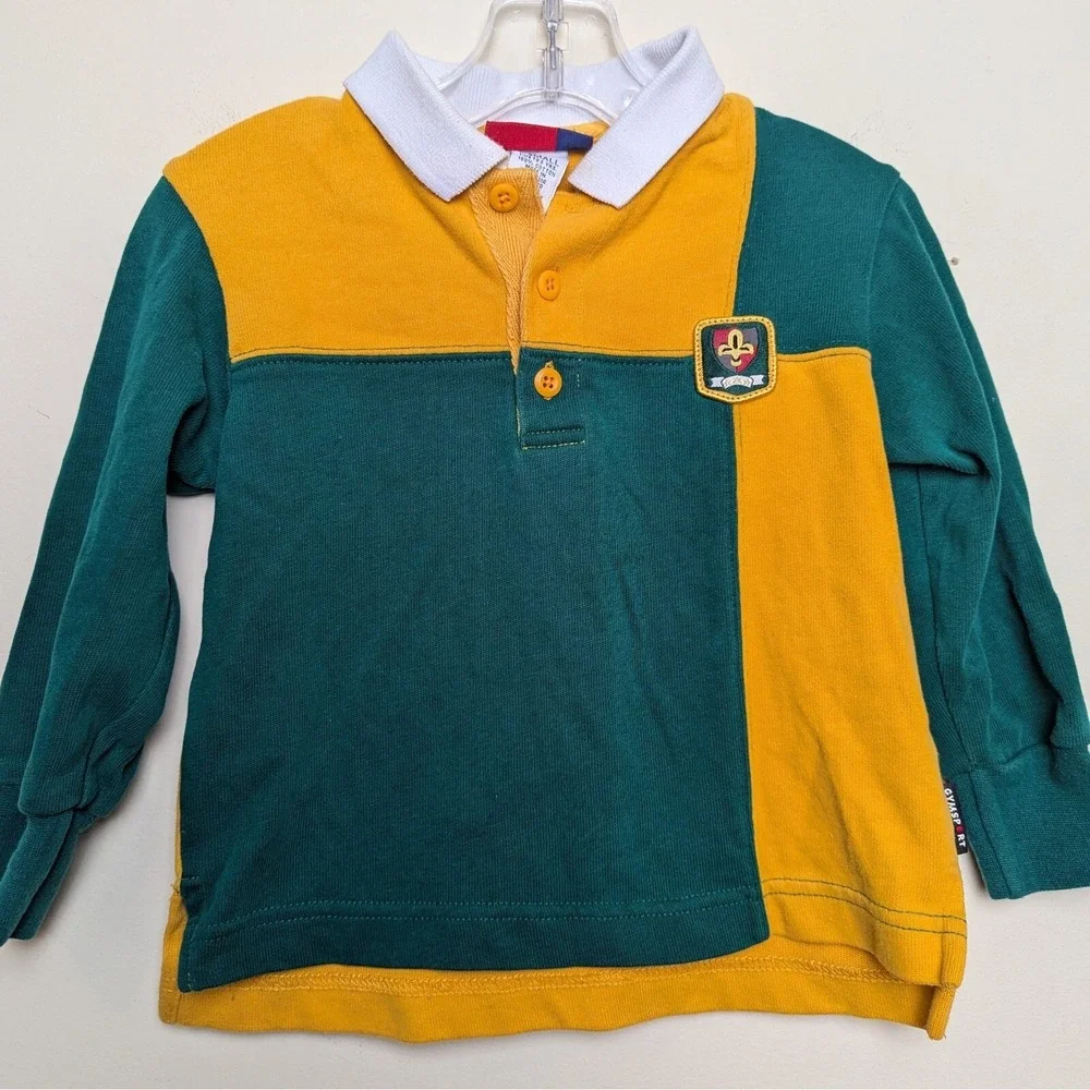 Vintage GYMBOREE GYMSPORT Rugby Polo Colorblock 90s 1998 Shirt XS 18-24 months